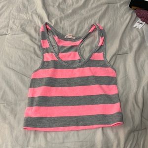 Pink and grey stripped cotton tank top. Size medium. Brand is zenana outfitters